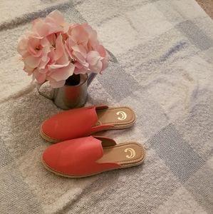 Orange flat loafers